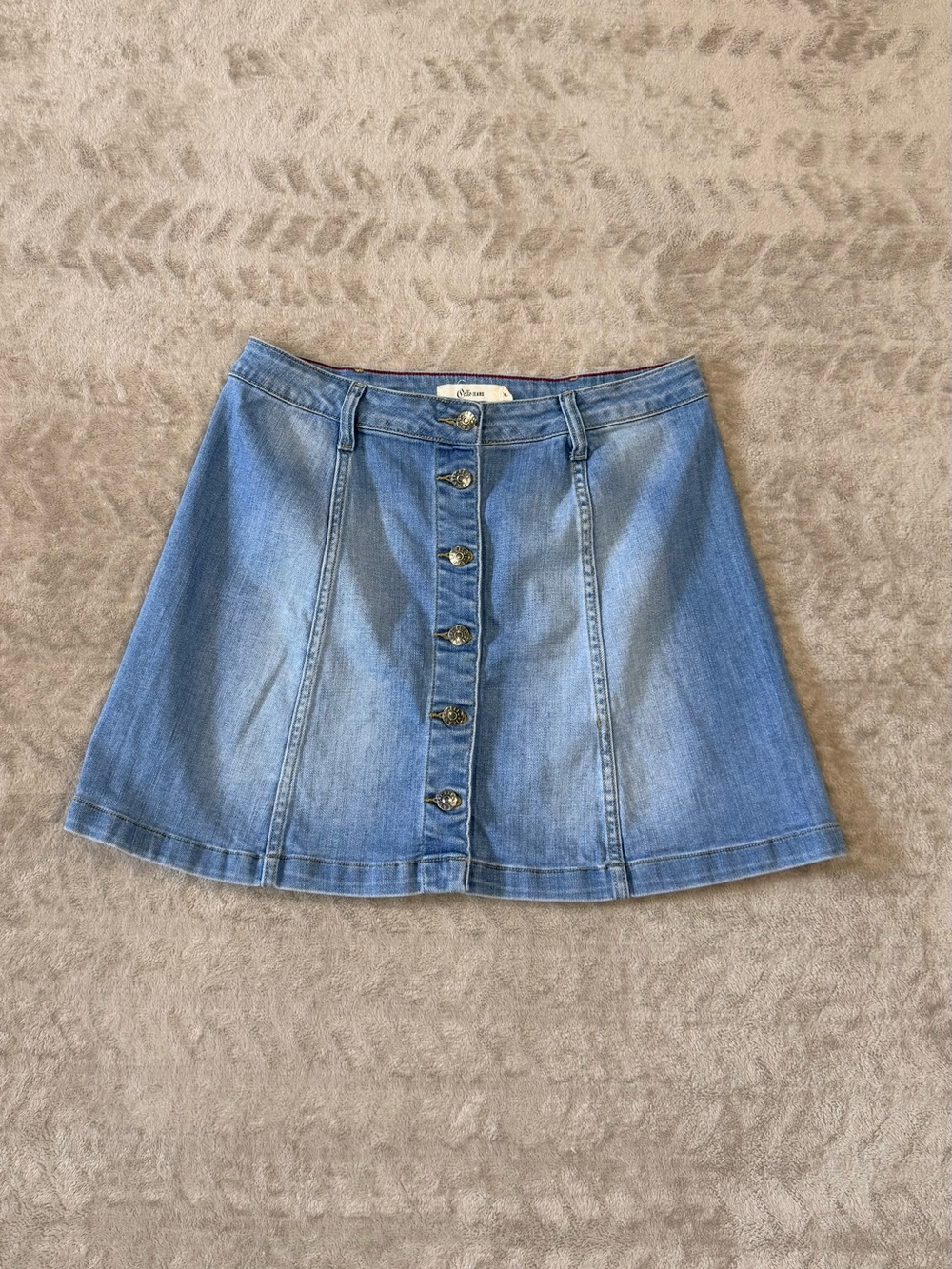 Cello Light Blue Button-Front Denim Mini Skirt Sz Large Indie Sleaze Streetwear